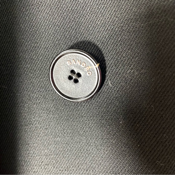 Sandro Black wool blend winter  Trench Coat size 10 - Picture 3 of 10